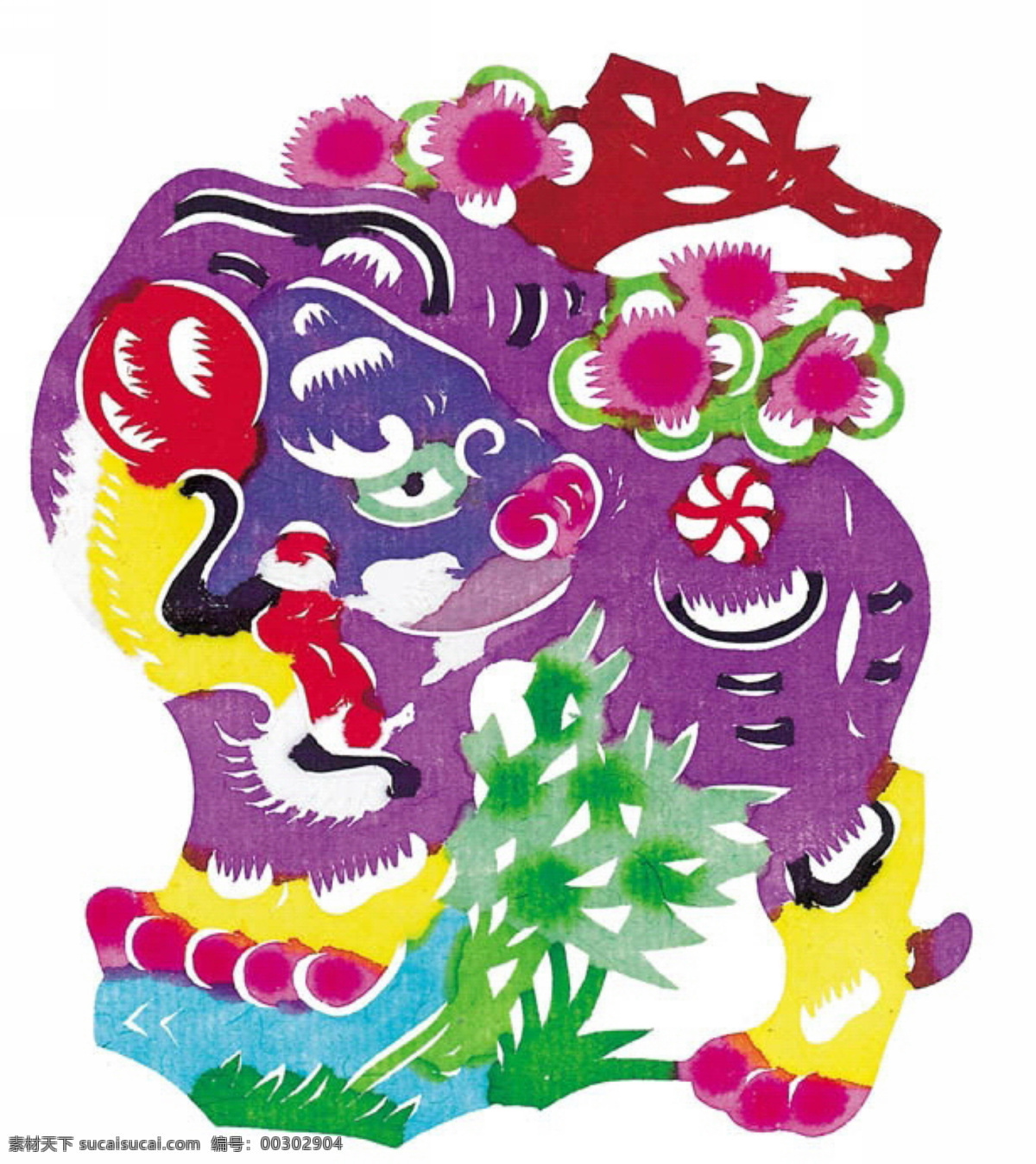 紫色 雄獅 剪紙 剪紙藝術(shù) 紫色雄獅剪紙 中國傳統(tǒng)剪紙 民間 素材圖片 文化藝術(shù)