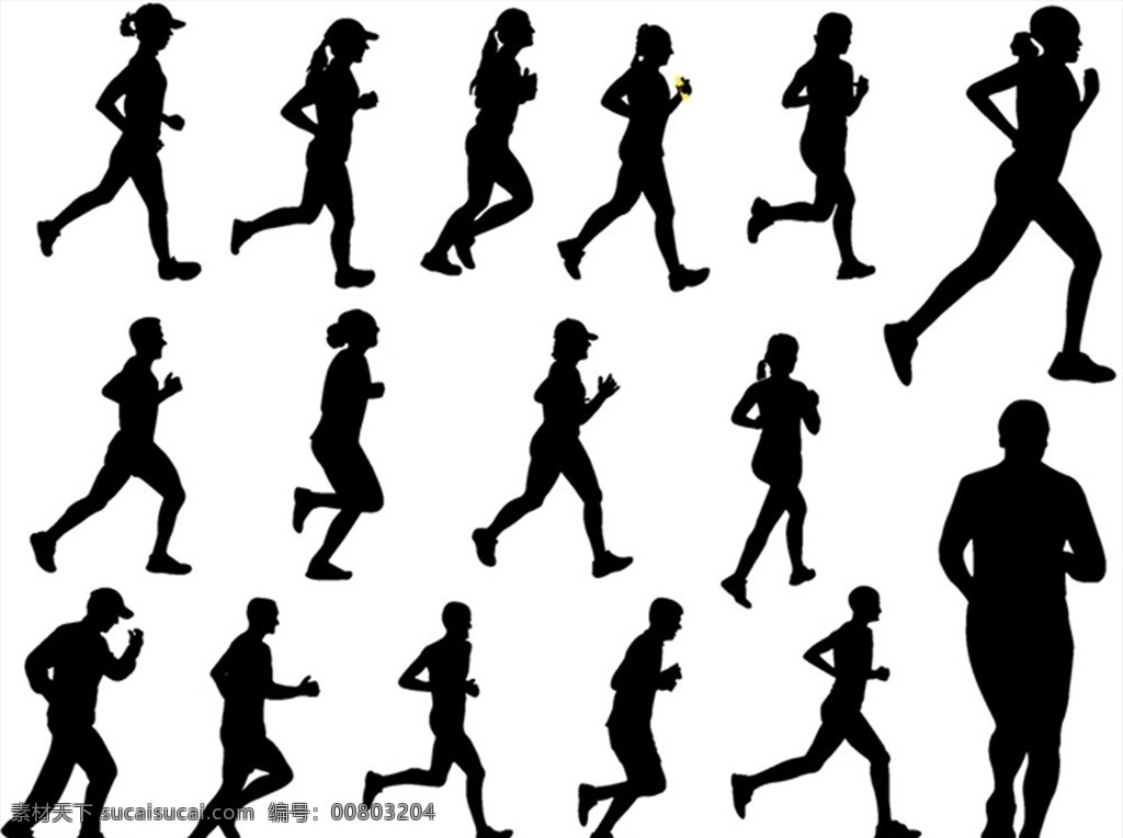 运动 人物 剪影 矢量 跑步 健身 体育锻炼 健身运动 运动员 一群男女 高清图片