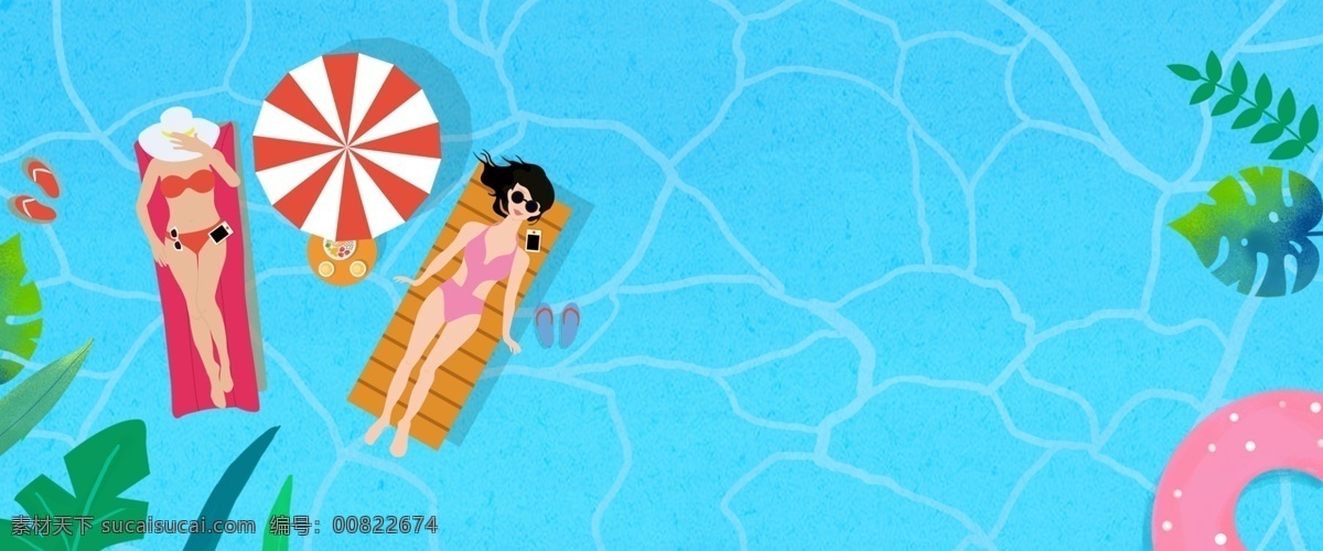 沙滩 上 晒 日光浴 美女 海报 背景 立夏 夏季 海边 比基尼 旅游