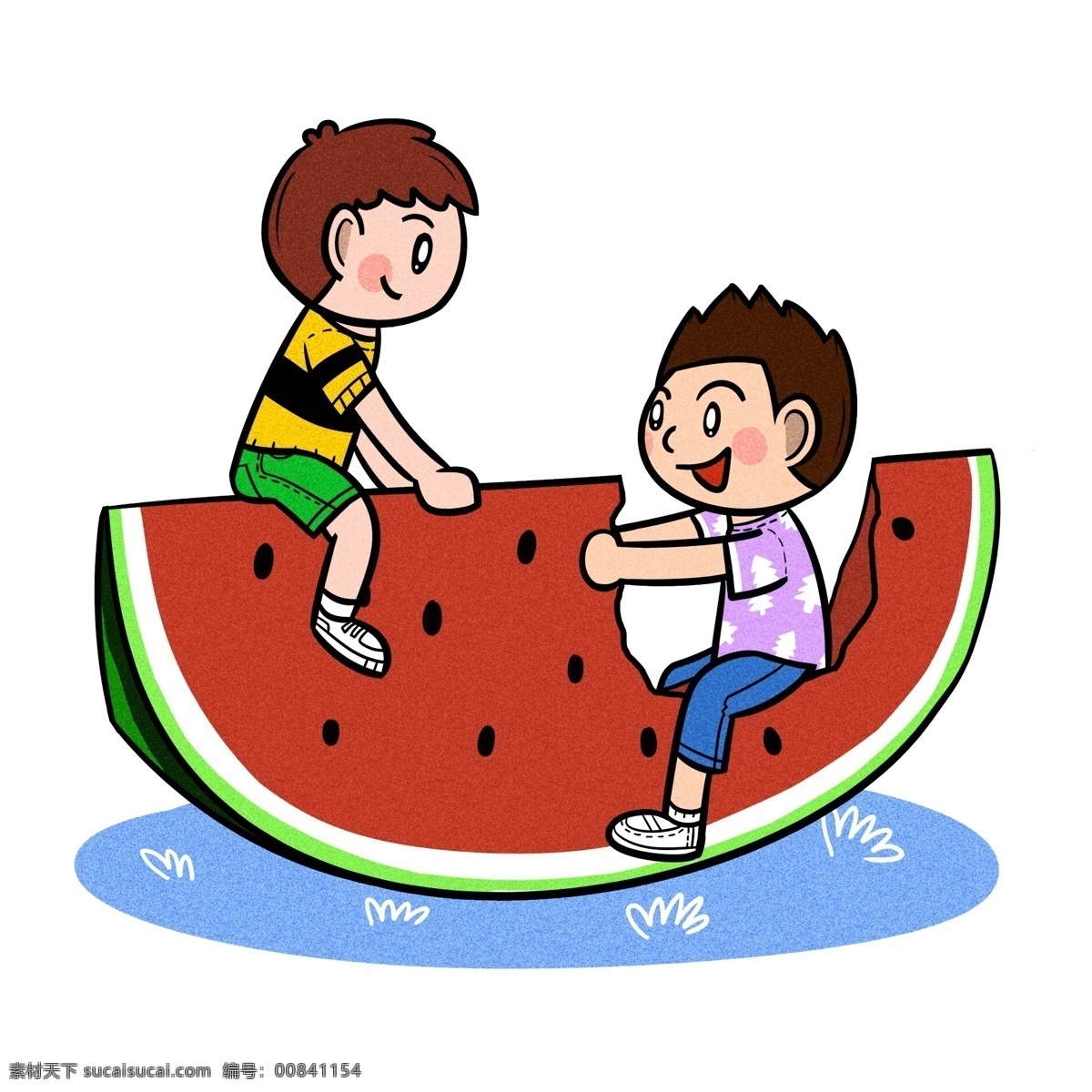 卡通 兒童 夏天 玩樂 吃 西瓜 透明 底 吃西瓜 大西瓜 夏季 卡通兒童 兒童卡通 夏天卡通 卡通人物 夏季人物
