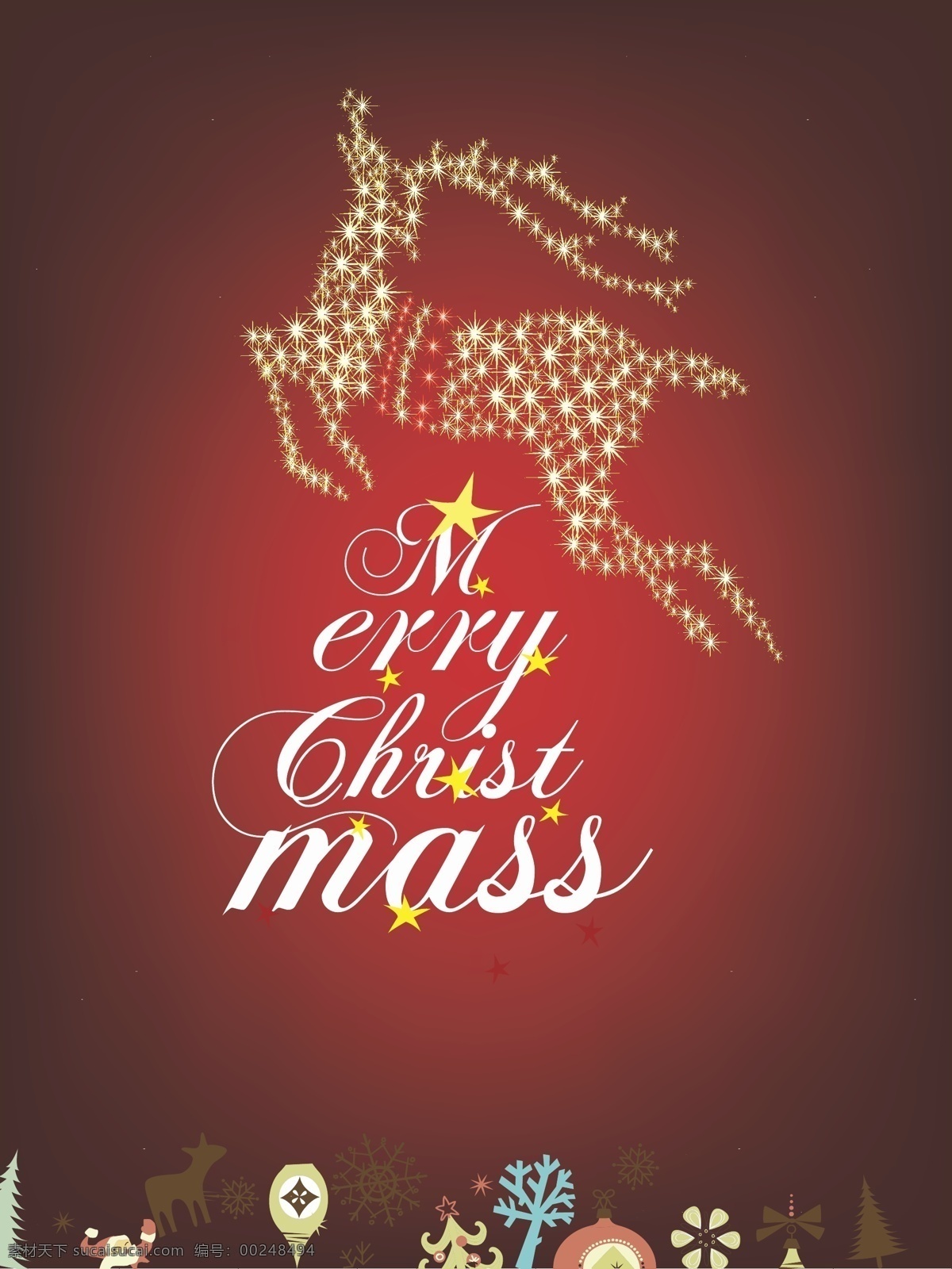 美式 圣诞 星星 底纹 矢量 背景 红色 喜庆 圣诞小鹿 元素 低 纹 新年祝福海报 矢量素材 开心