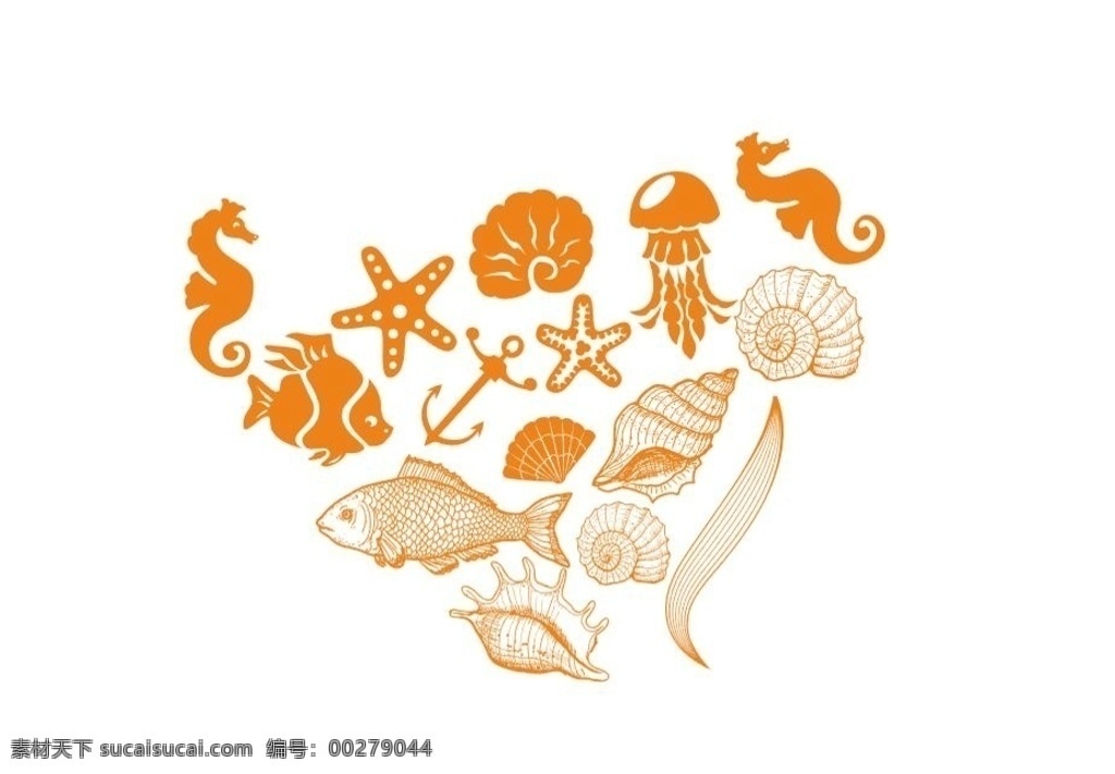 海底动物卡通 海底动物 卡通 海洋生物 动漫 漫画 插画 手绘 插图 矢量 海星 海螺 海马 贝壳 海参 扇贝 海藻 海带 水母 鱼 常用卡通标志 动漫动画 风景漫画