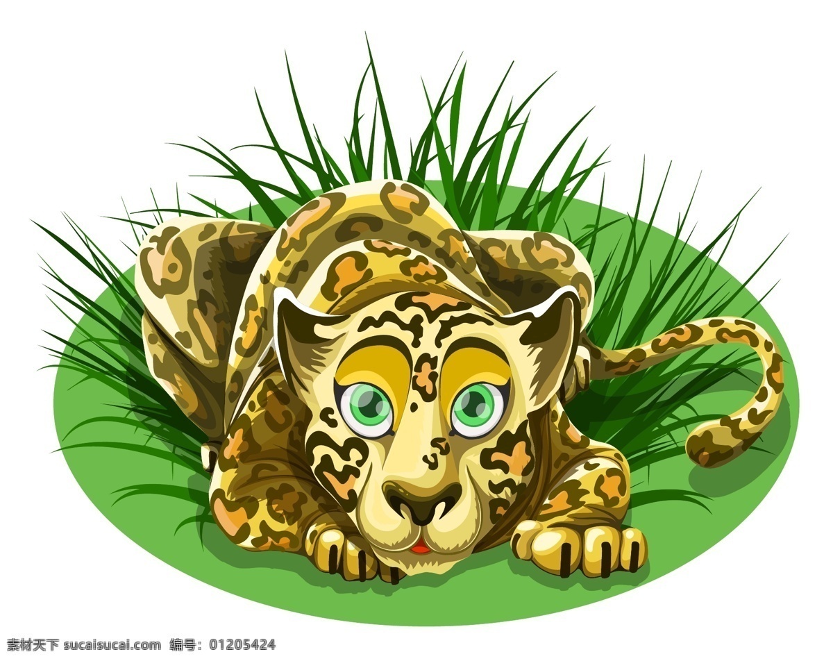 卡通 草丛 猫科 动物 卡通草丛 猫科动物 卡通动物 豹子 花豹