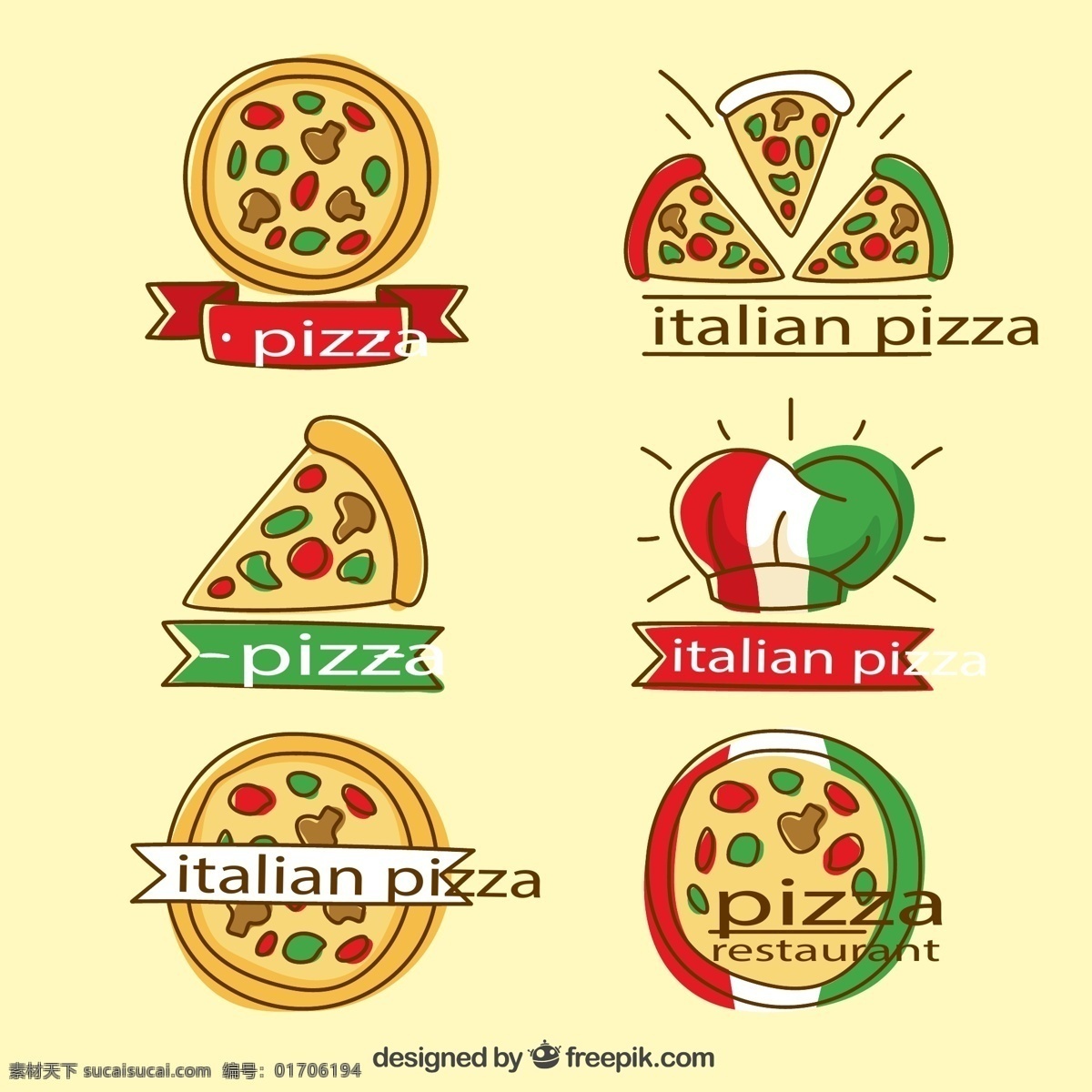 意大利 披萨 标签 三角披萨 快餐 条幅 手绘 矢量 高清图片