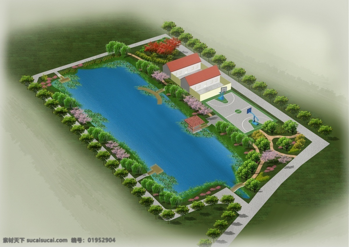公園 河 分層 園林 效果圖 園林效果圖 植物 景觀