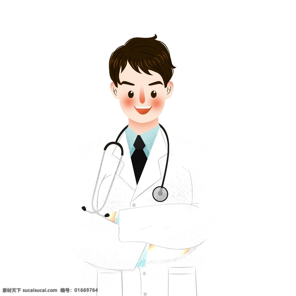 彩绘 卡通 医生 人物 图案 卡通人物 职业 卡通医生 男医生 元素设计 创意元素 手绘元素 免抠元素