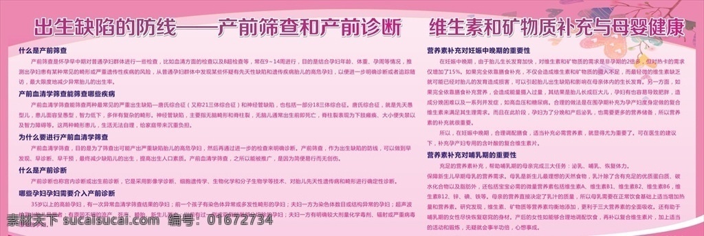 出生 缺陷 防線(xiàn) 產(chǎn)前篩查和產(chǎn) 出生缺陷防線(xiàn) 產(chǎn)前篩查 產(chǎn)前診斷 維生素 礦物持補(bǔ)充 母嬰健康 醫(yī)院