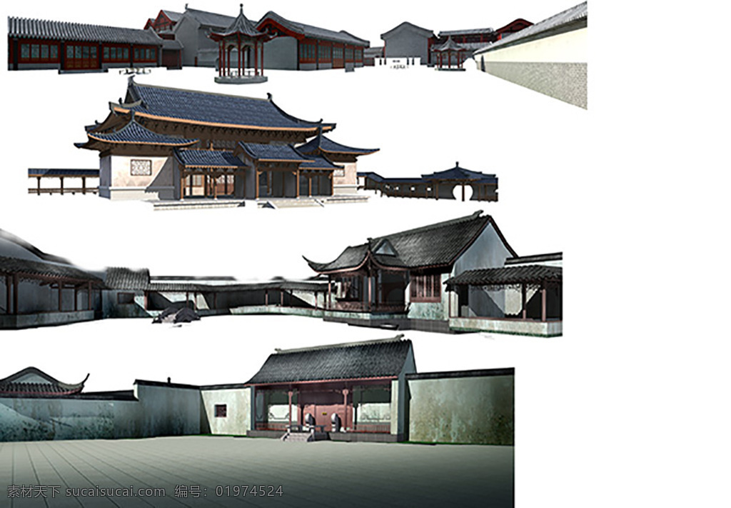 古建筑 園林 元素 分層 宮廷 樓閣 建筑 效果圖 地產(chǎn) 園林設(shè)計 景觀設(shè)計 白色