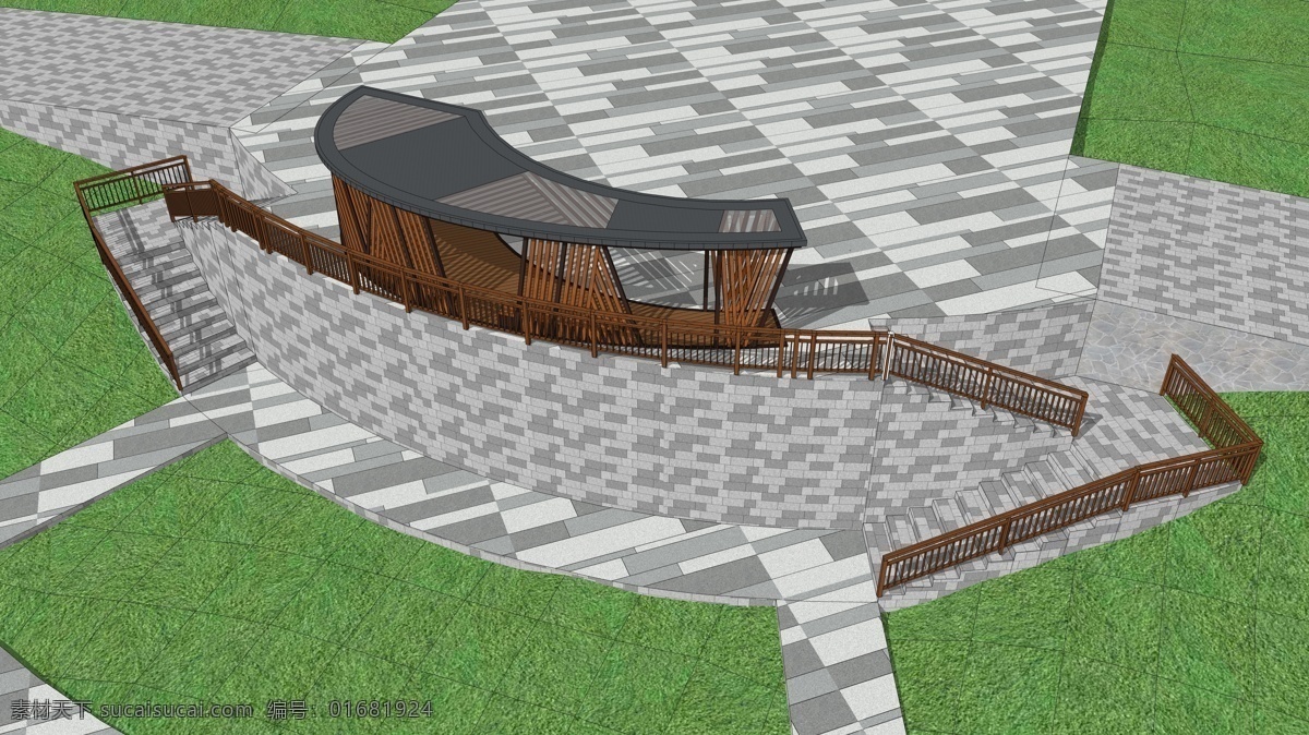 濱江風(fēng)光帶 濱水公園 濱水景觀帶 市民公園 休閑廊架 游步道 木棧道 衛(wèi)生間 草圖大師 草圖大師模型 環(huán)境設(shè)計(jì) 效果圖