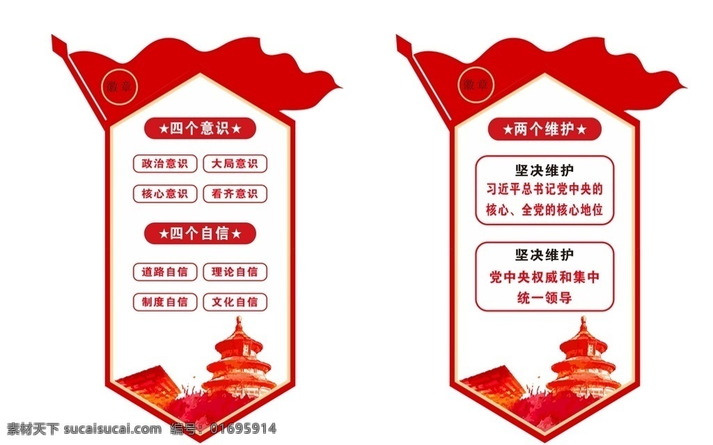 展板 文化墙 四个自信 四个意识 两个维护