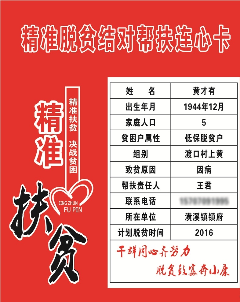 精准 扶贫 连心 卡 精准扶贫联系 精准扶贫责任 扶贫责任人 帮扶卡 连心卡 联系牌 帮扶对象 帮扶联系卡 扶贫联系卡 便民联系卡 扶贫卡 精准扶贫 驻村工作队 扶贫三合一 教育扶贫政策 产业扶贫政策 家庭医生 健康扶贫 家庭医生签约 第一书记 公示牌 书记公示牌 结对帮扶 帮扶联系牌