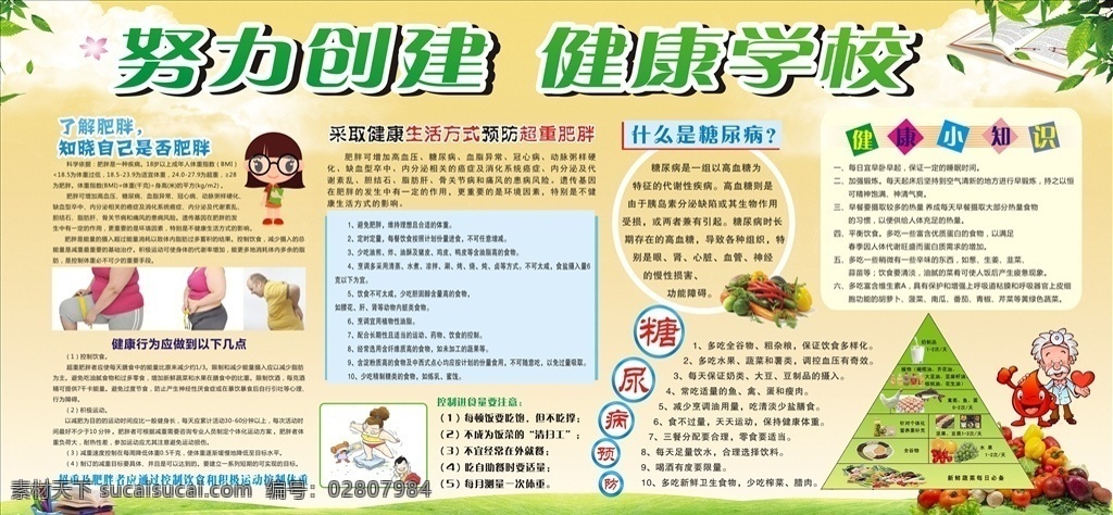 學(xué)校展板 健康漫談 少年兒童 近視 營(yíng)養(yǎng)不良 肥胖 學(xué)校展板模板 展板模板 學(xué)校 展板 矢量