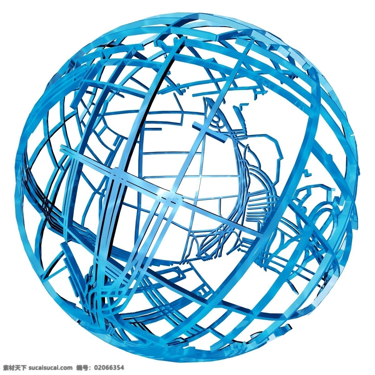 世界 圆形 圆球 框架 蓝色 科技 立体 png格式