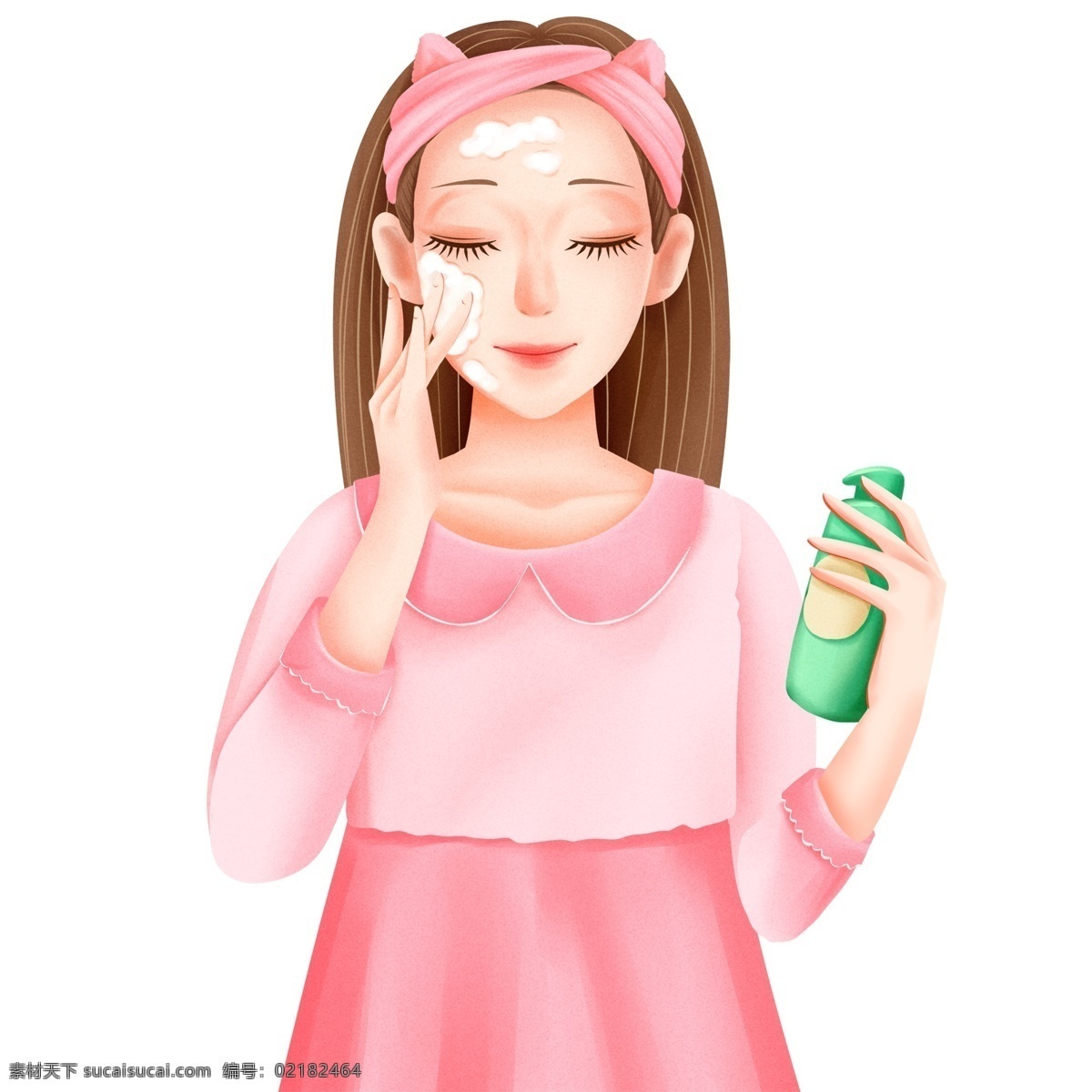 手繪 小 清新 護(hù)膚 仙女 小清新 美容 卡通 插畫(huà) 少女 小女孩