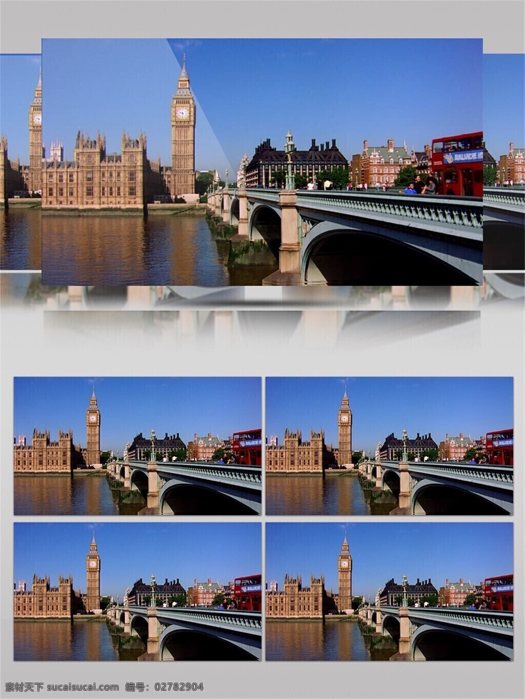 伦敦 桥 美景 视频 音效 视频音效 建筑物 大钟 蓝天白云 景色