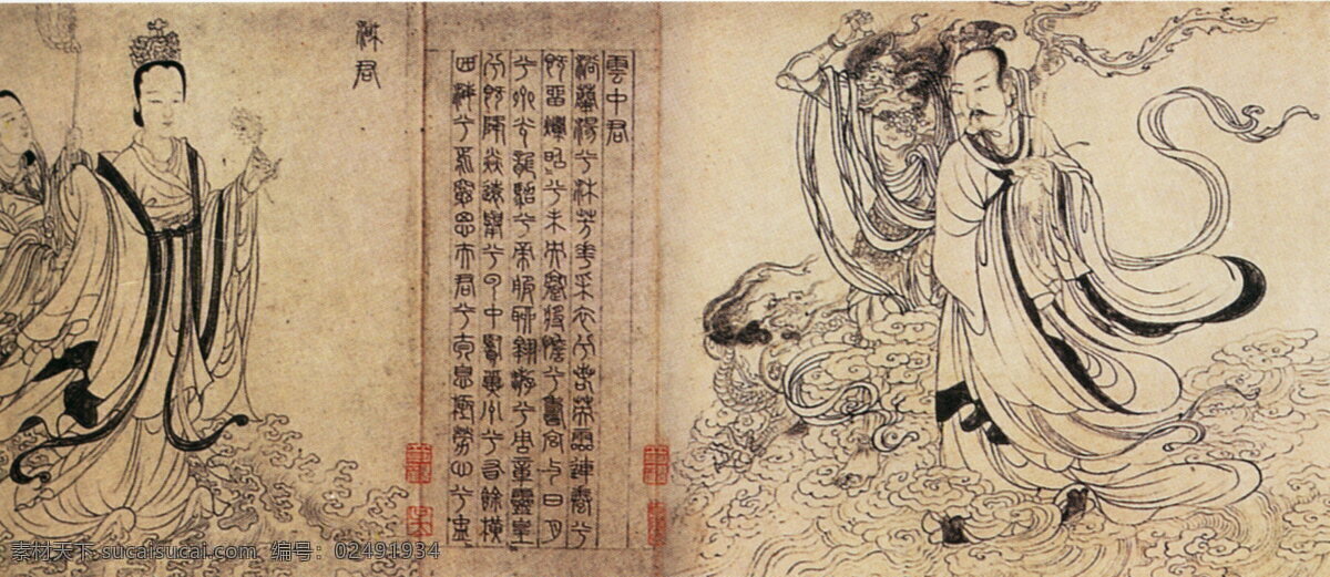 九歌图d 人物画 中国 古画 中国古画 设计素材 人物名画 古典藏画 书画美术 黄色