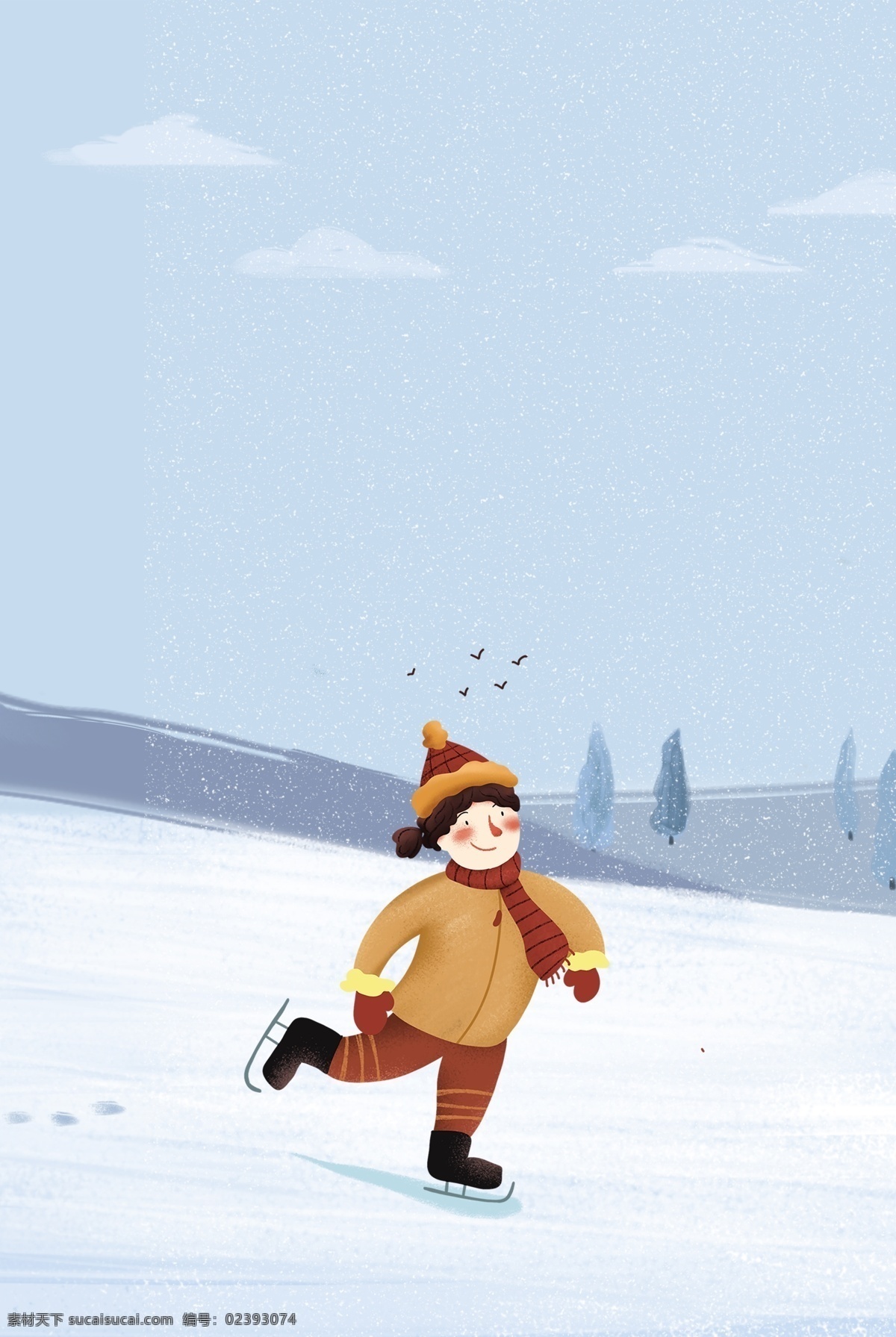 冬日 滑雪 女孩 插 画风 户外运动 海报 冬天 出行 户外 运动 插画风 促销海报