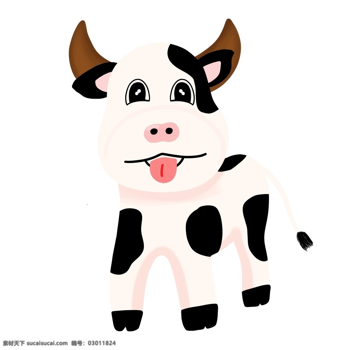 手绘 牧场 卡通 黑白 小 奶牛 可爱 动物 小动物