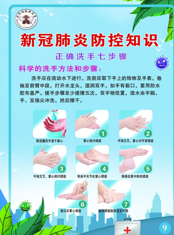 洗手 七 步骤 节约 防疫 七步骤 背景 好看 蓝色