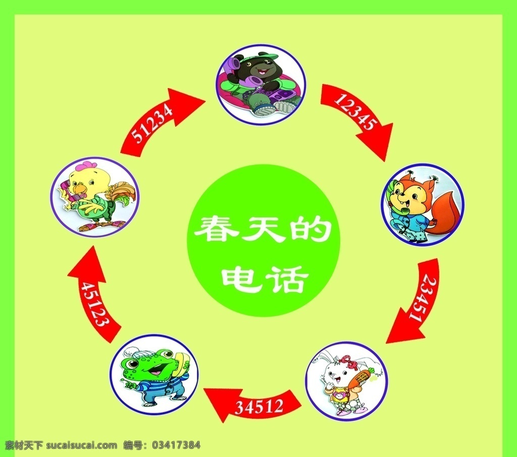春天的電話 卡通動(dòng)物 打電話 春天的 告訴朋友 春天來了 文化藝術(shù)