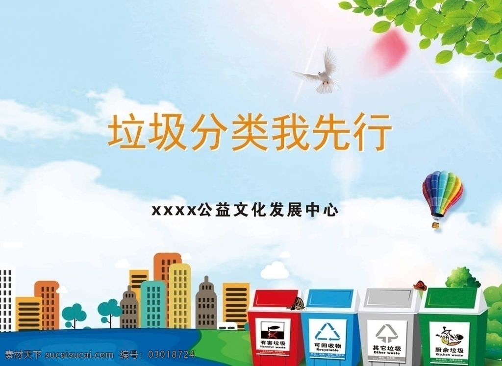 垃圾分類 城市環(huán)境保護(hù) 環(huán)境保護(hù) 回收 背景板 展板模板