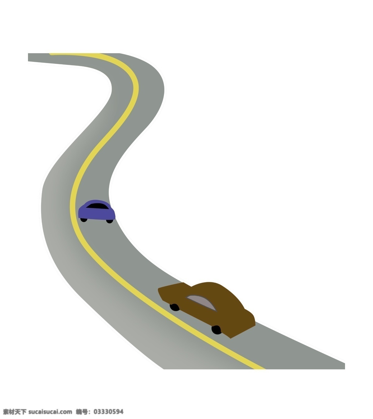 弯曲 高速公路 插画 公路 马路 柏油马路 汽车 车辆 高速 蓝色汽车 棕色汽车