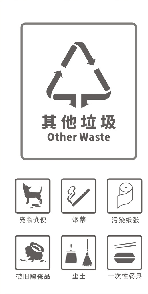 其他垃圾图片 其他垃圾 垃圾 垃圾分类 分类标识 标志图标 公共标识标志