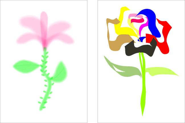 两 朵 抽象 花朵 感观 水墨 色彩 比拼 白色
