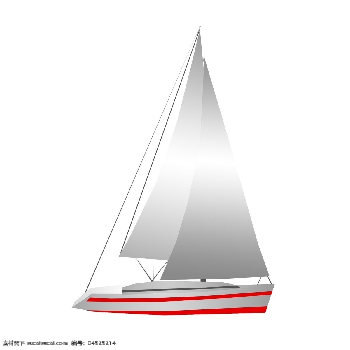 手绘 灰色 帆船 插画 手绘船 宣传帆船 大船 轮船 大海 灰色帆船插画 红色 线条 装饰 行驶 海上