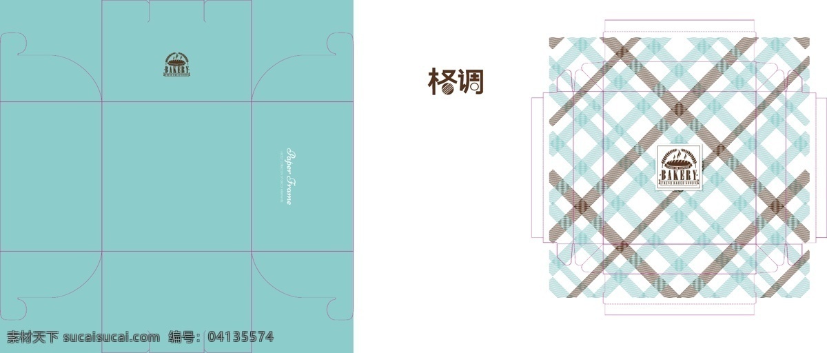 手提 方盒 蛋糕 盒 蛋糕盒 蛋糕盒刀版線 格子 清新 包裝盒 烘焙包裝 粉色調(diào) 藍(lán)色 綠色 包裝設(shè)計(jì)