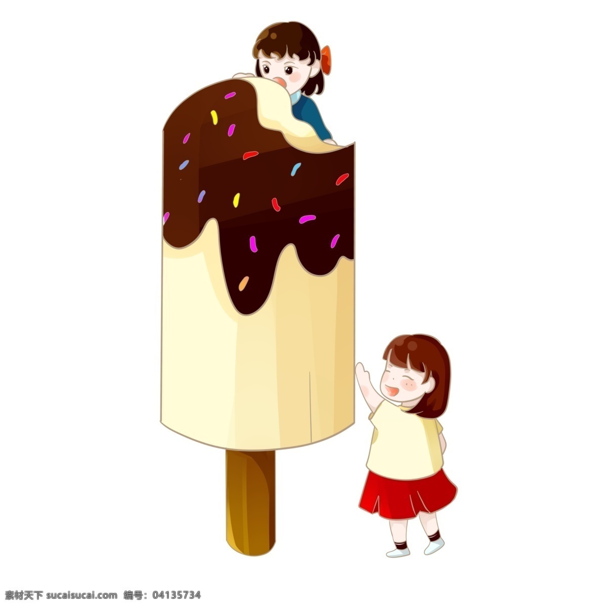 夏日 雪糕 女孩 吃 夏天到 巧克力 冰淇淋 可爱的小女孩 小清新 凉爽 五彩缤纷 彩色豆 蝴蝶结
