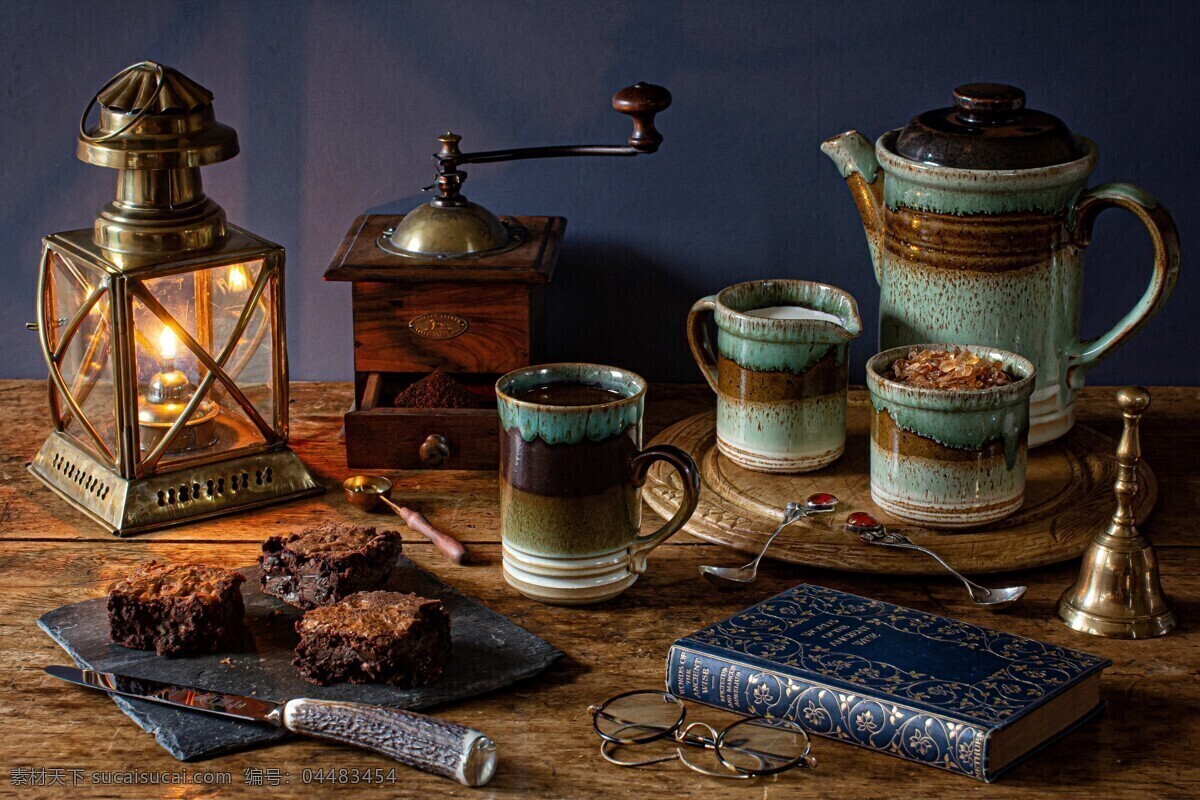 茶壶 餐具 油灯 静物 背景 生活百科 生活素材