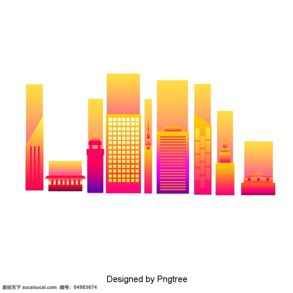 橙黄 城市 高层 建筑设计 材料 橙色 塔楼 创意设计