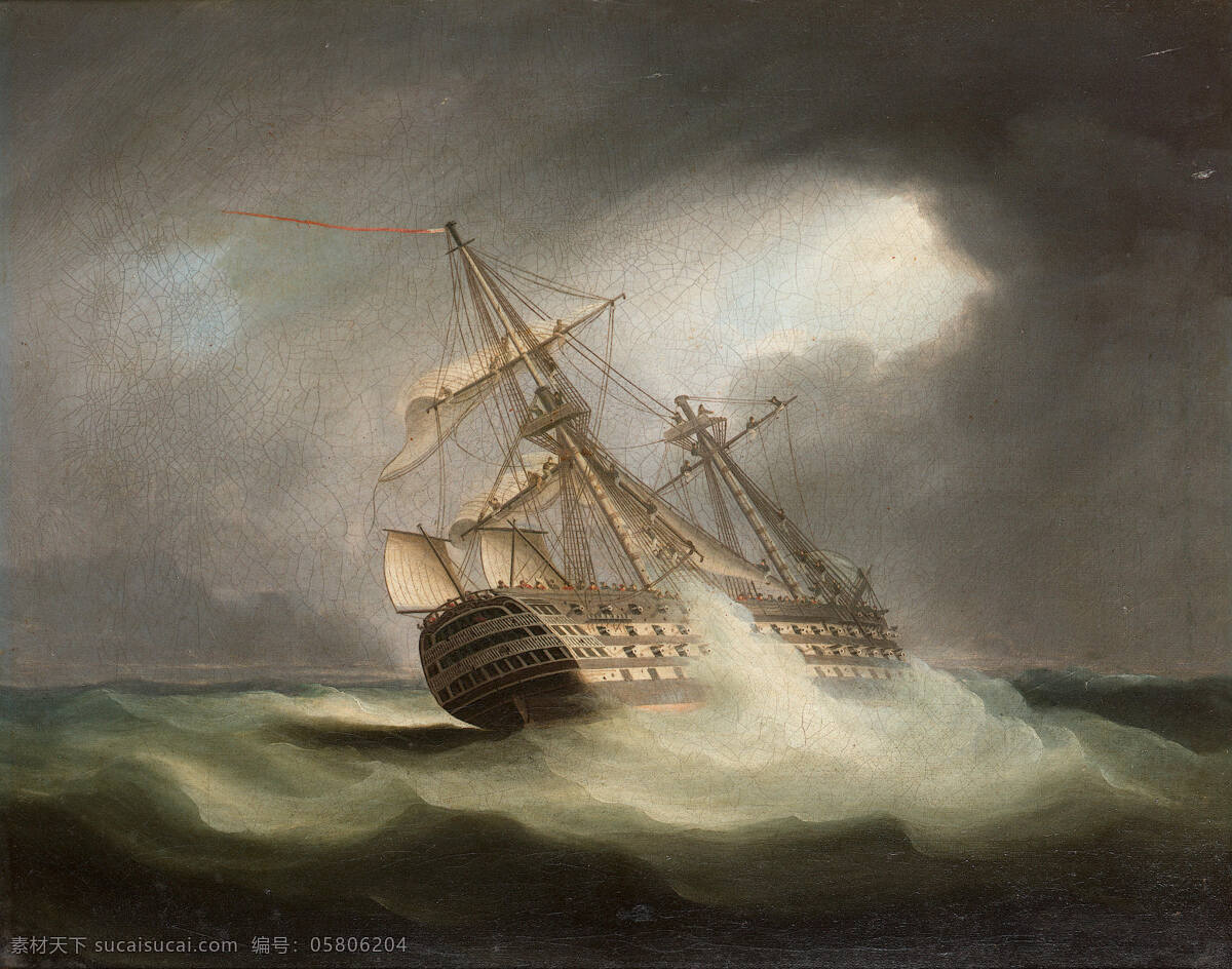 风景油画 油画 色彩 装饰画 风景画 绘画 大海 远洋 航海 风暴 大浪 帆船 翻船 倾覆 绘画书法 文化艺术