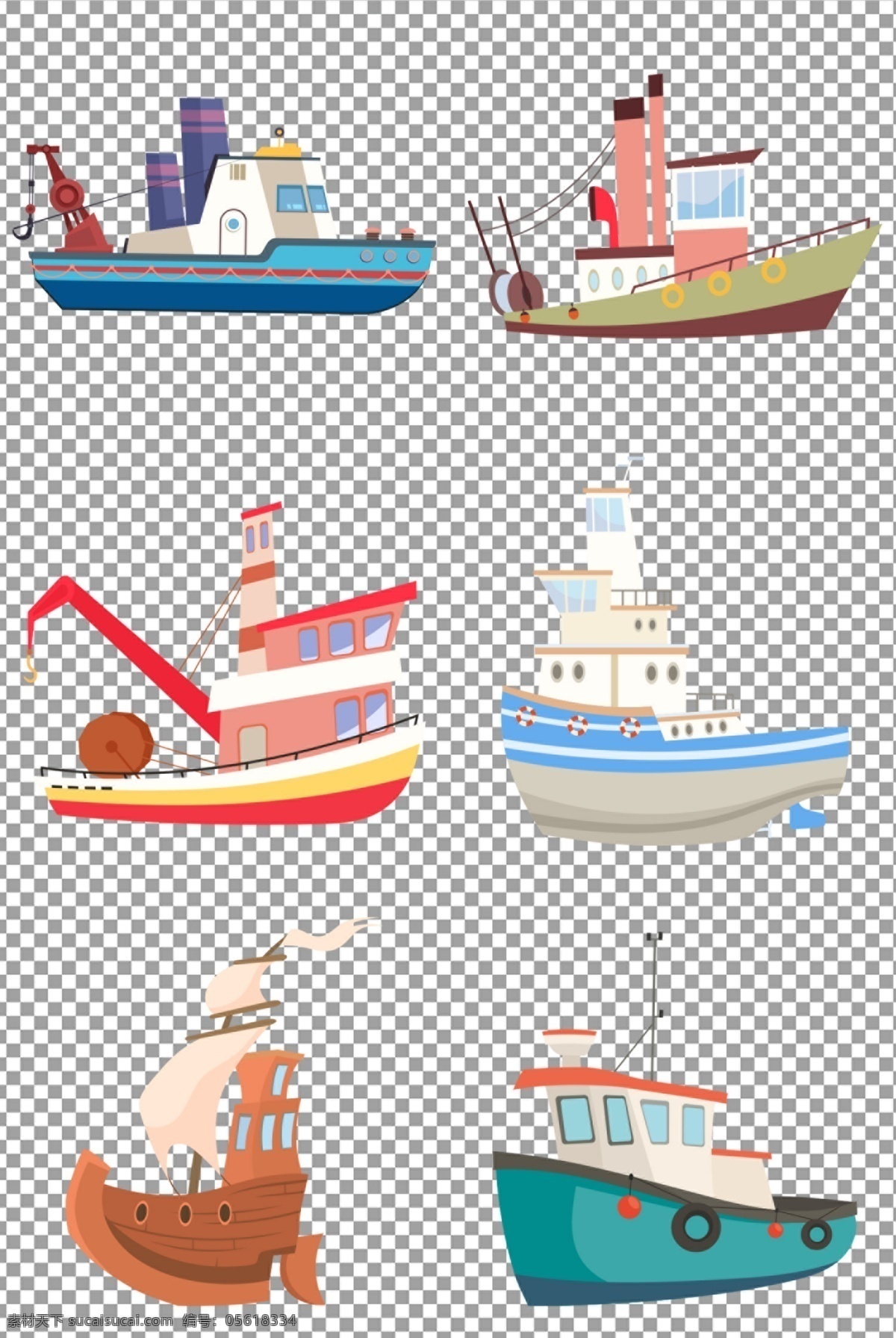 卡通 轮船 海盗船 动画 道具 免抠 无背景 免抠图 抠图 元素 透明 通道 png免抠图 分层