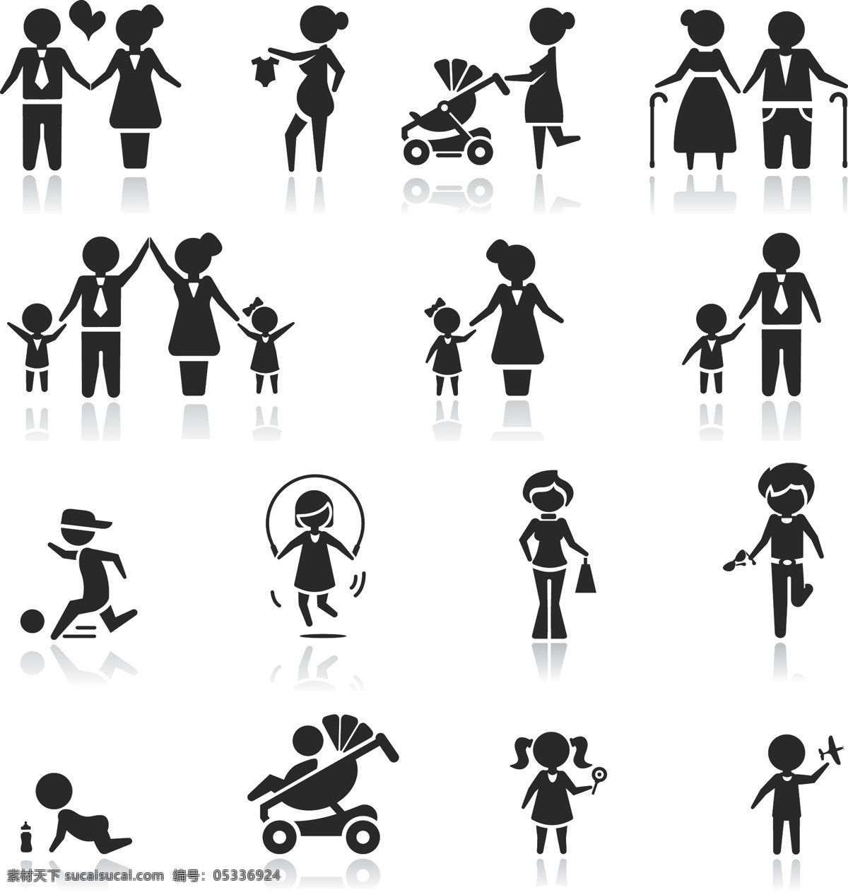 一家人剪影 家庭 一家人 幸福 快樂 情侶 新郎 新娘 嬰兒 寶寶 兒童 幼兒 孩子 嬰兒車 踢足球 跳繩 老伴 媽媽 剪影 矢量 卡通家庭主題 日常生活 矢量人物