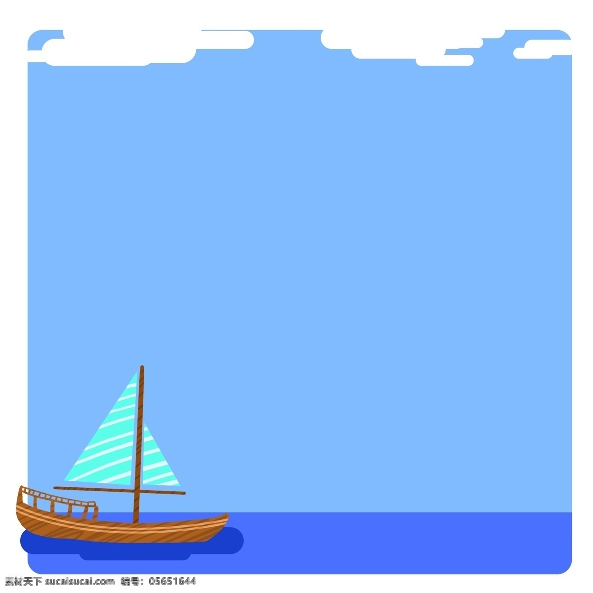 海洋 帆船 边框 插画 帆船边框 海洋边框 蓝色海洋边框 帆船边框插画 木质帆船 海水边框 海水