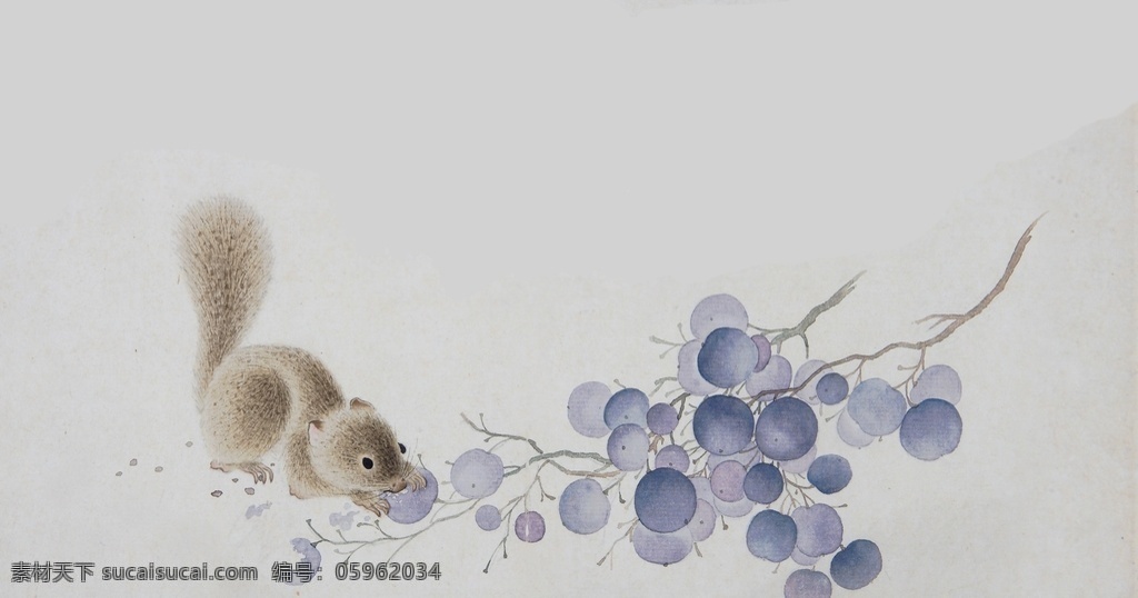 鼠吃葡萄圖片 鼠 松鼠 葡萄 水墨畫 中國(guó)風(fēng) 背景 國(guó)畫 動(dòng)物 水果 ppt背景 生物世界 野生動(dòng)物
