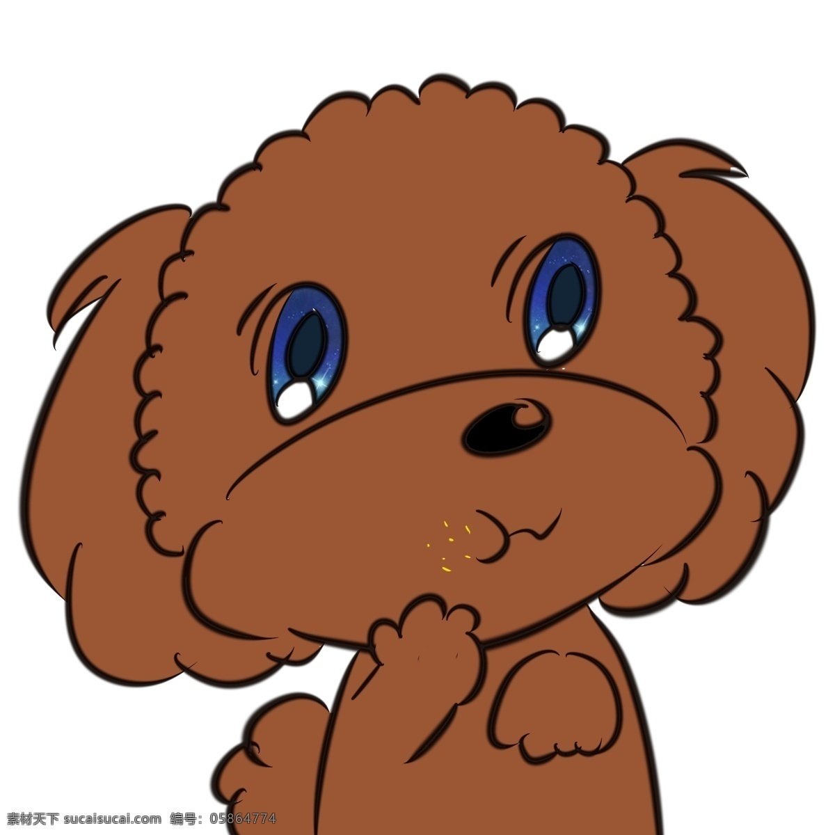 卡通 原创 手绘 插画 可爱 宠物狗 偷 吃 零食 泰迪