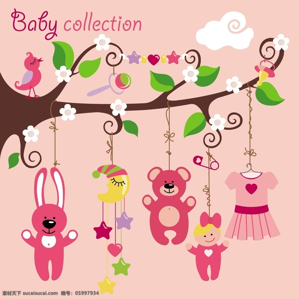 婴儿玩具 可爱 小清新 花草 鸟 树 儿童玩具 宝宝衣服 娃娃 宝宝元素 月亮 小熊 卡通设计