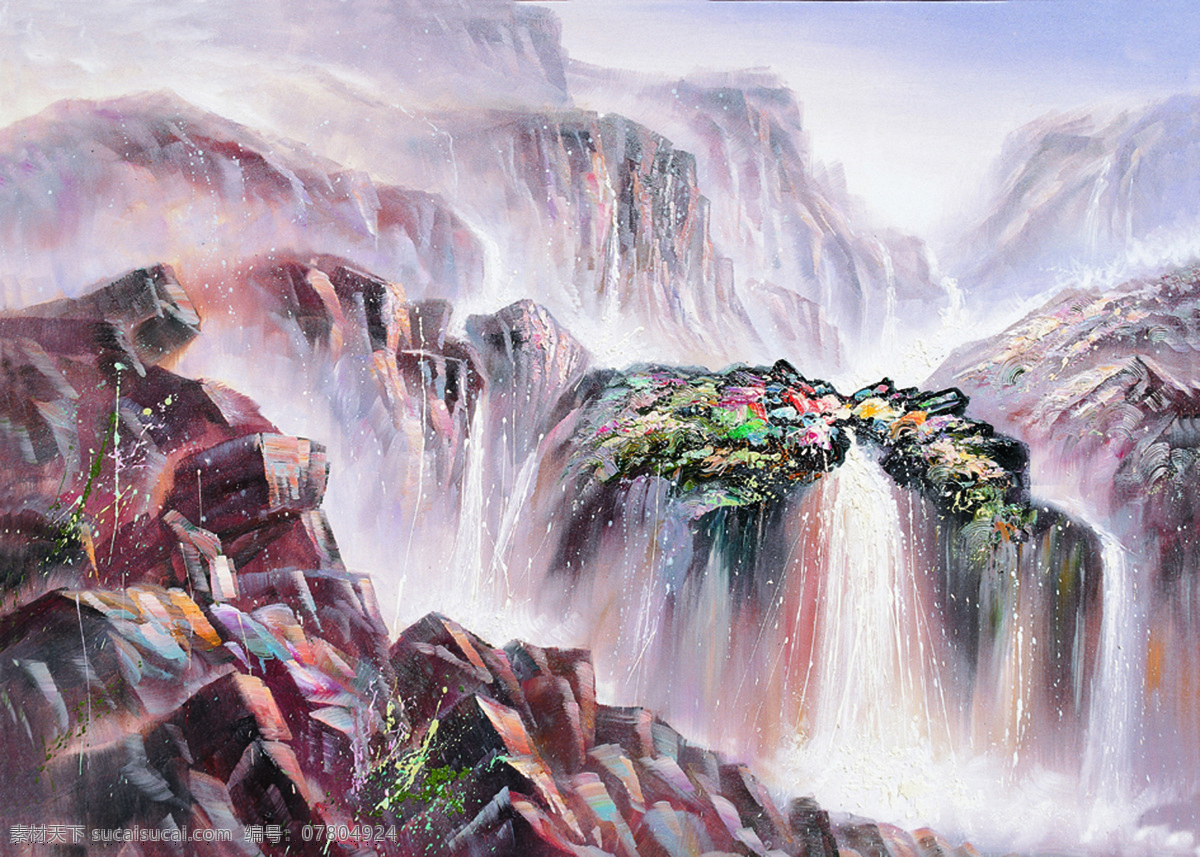 水墨 山水畫 無框畫 風景油畫 裝飾畫 繪畫藝術 油畫 國畫 水墨畫 瀑布 書畫文字 文化藝術