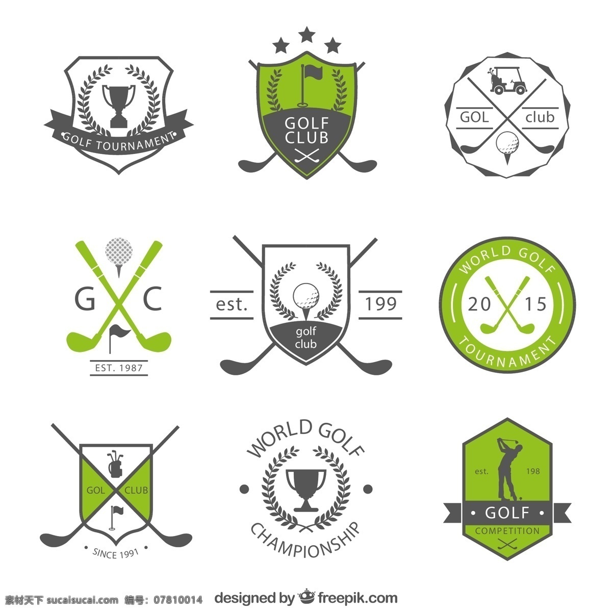 高尔夫 俱乐部 标签 体育 高尔夫球车 奖杯 矢量 高清图片