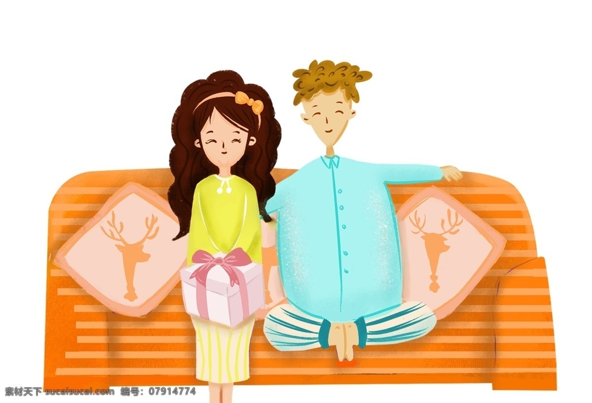 情侶 日常 生活 主題 插畫(huà) 卡通 手繪 精美 海報(bào)插畫(huà) 廣告插畫(huà) 小清新 簡(jiǎn)約風(fēng) 裝飾圖案 情侶日常生活
