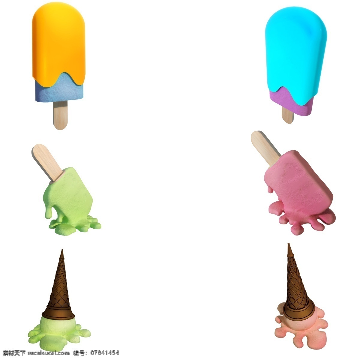 融化 雪糕 套 图 夏天 掉地上 质感 仿真 冰淇淋 套图