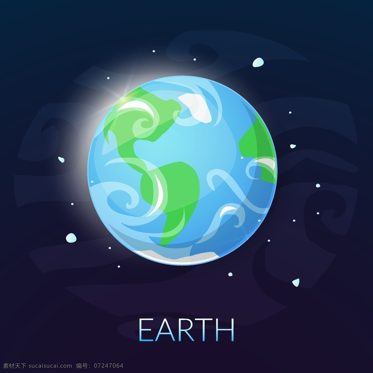矢量地球星球 卡通星球 太阳系 矢量星球 宇宙 太空 八大行星 创意 星球 卫星 星空 科技 背景 地球