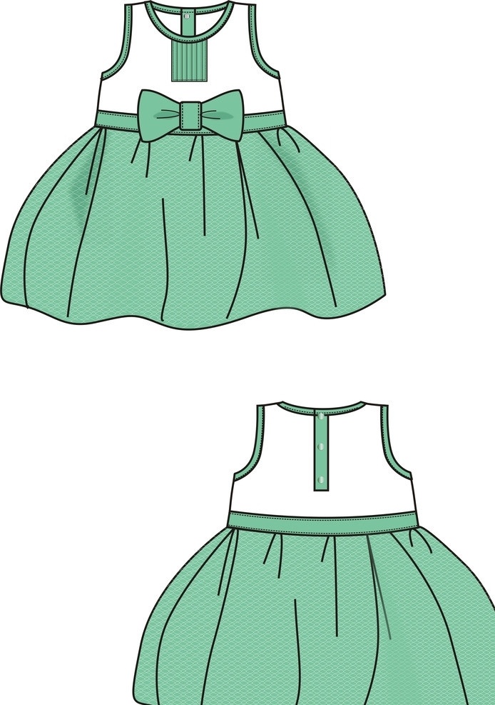 女童小裙子 矢量图 服装效果图 小裙子 小洋装 款式图 服装设计 矢量