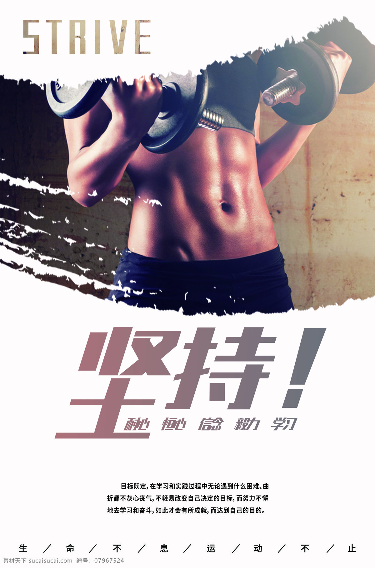 健身房 海報(bào) 運(yùn)動(dòng) 堅(jiān)持 努力 拼搏 提高