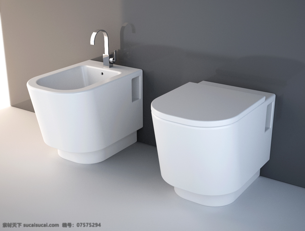 白色 洁净 马桶 3d 模型 洗手池 3d模型 3d渲染 模型素材