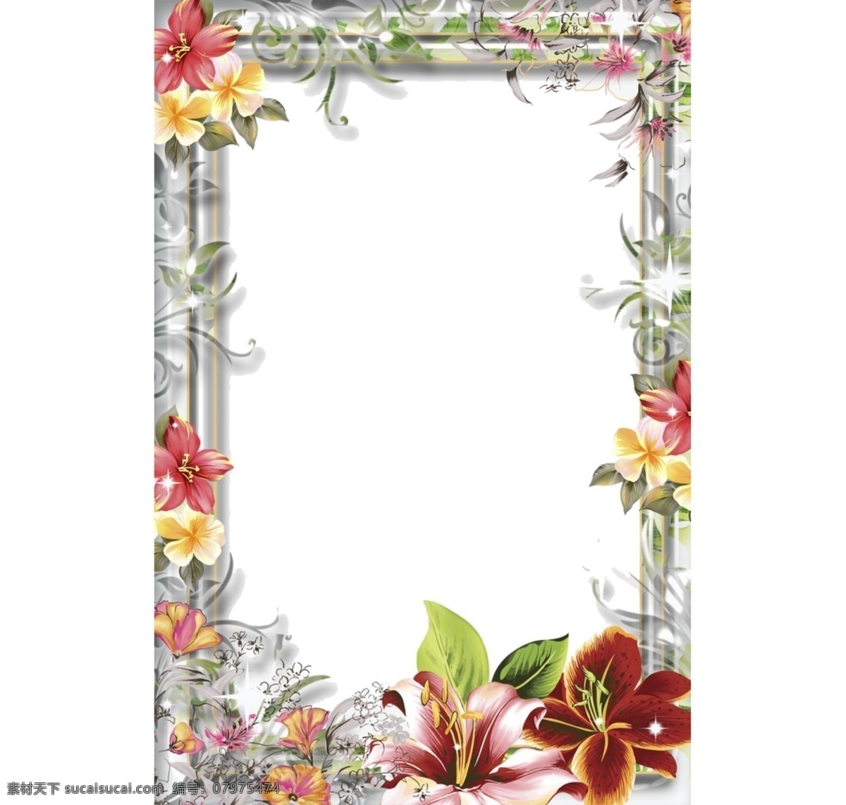 漂亮 鲜艳 花卉 方形 框 免 抠 透明 花边 装饰 边框 图形 花卉花边图形 花卉边框素材 花卉镜框素材 花卉相框