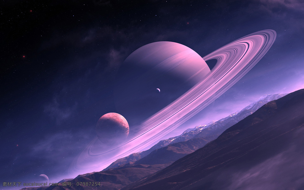 太空 系列 紫色 光环 星球 天体 背景 大图 夜空 黑色